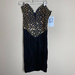 vintage gunne sax jessica mcclintock sequin strapless dress